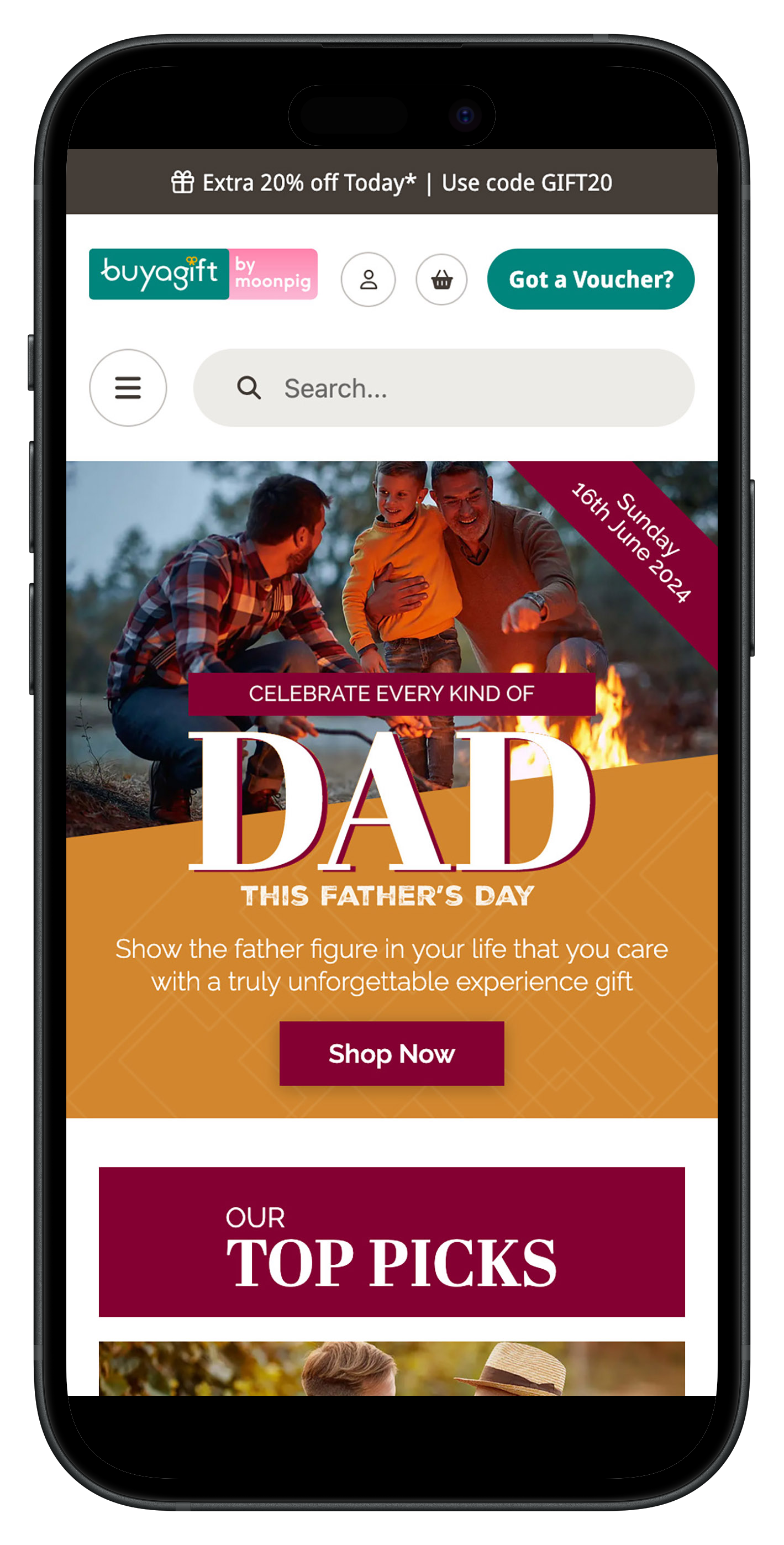 Buyagift Father's Day campaign page