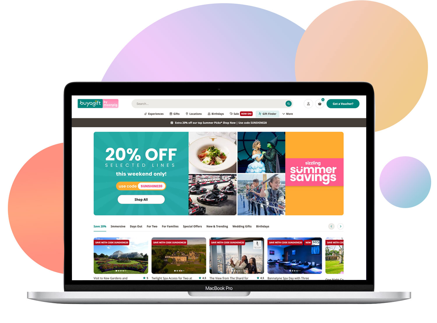 Buyagift website on a Macbook