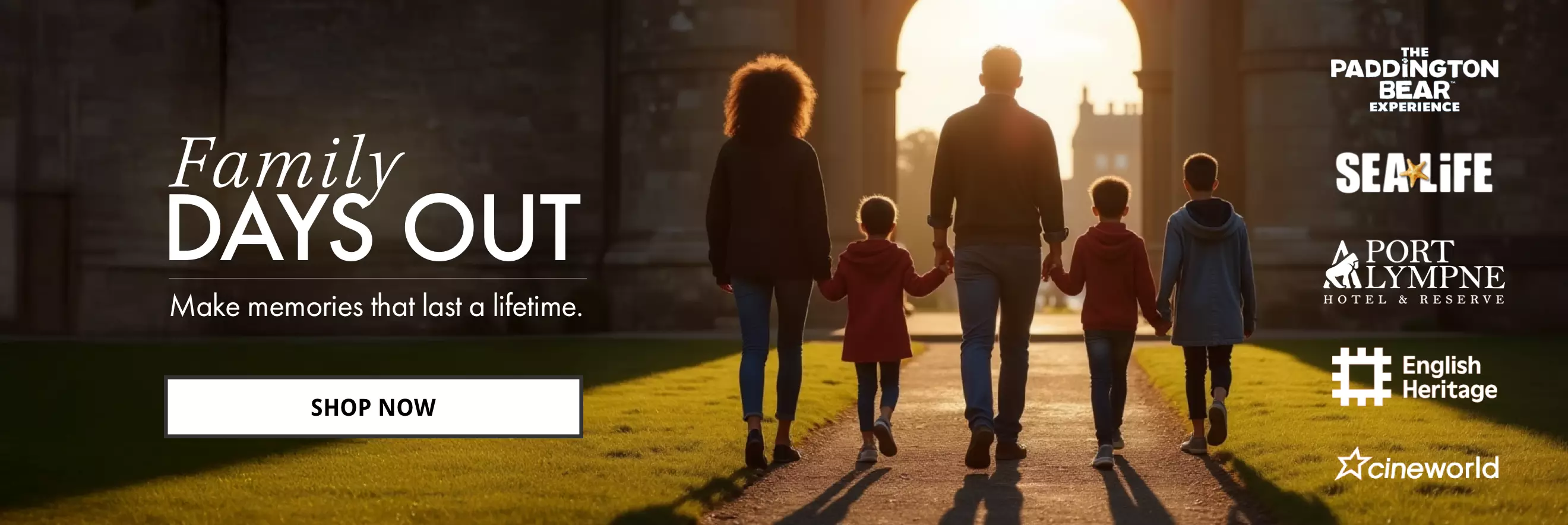 Family Days Out homepage hero campaign design