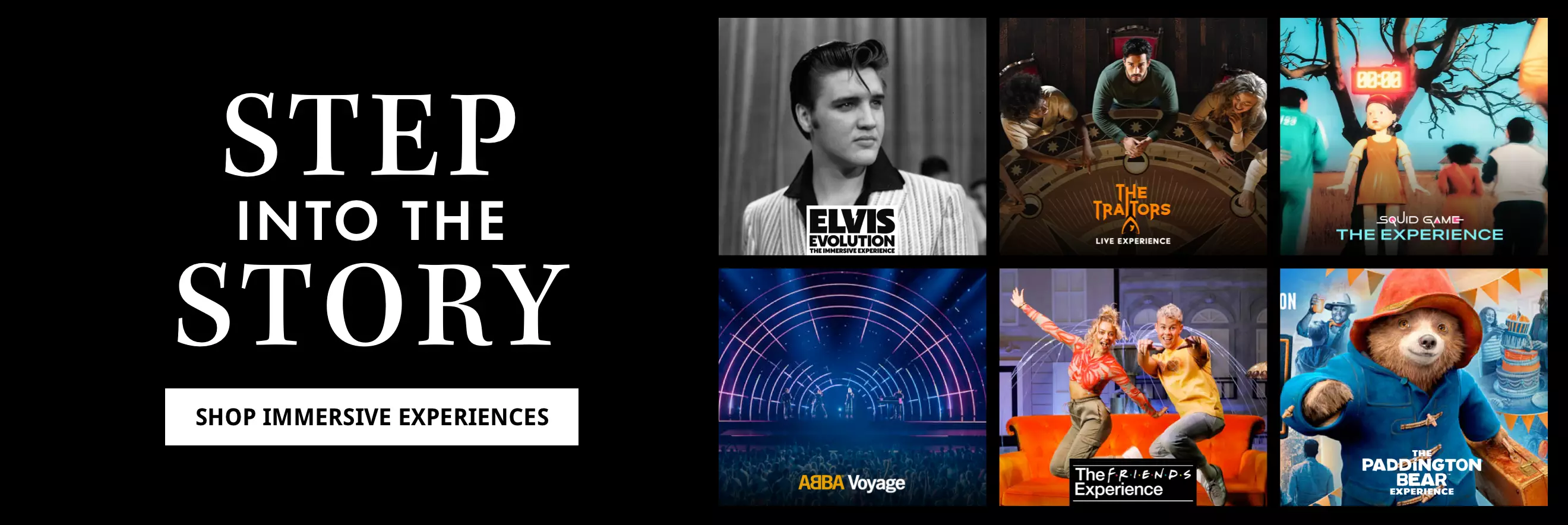 Immersive Experiences homepage hero campaign design